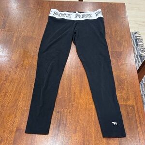 Y2K PINK by Victoria's Secret Black Logo Leggings with pocket on waistband